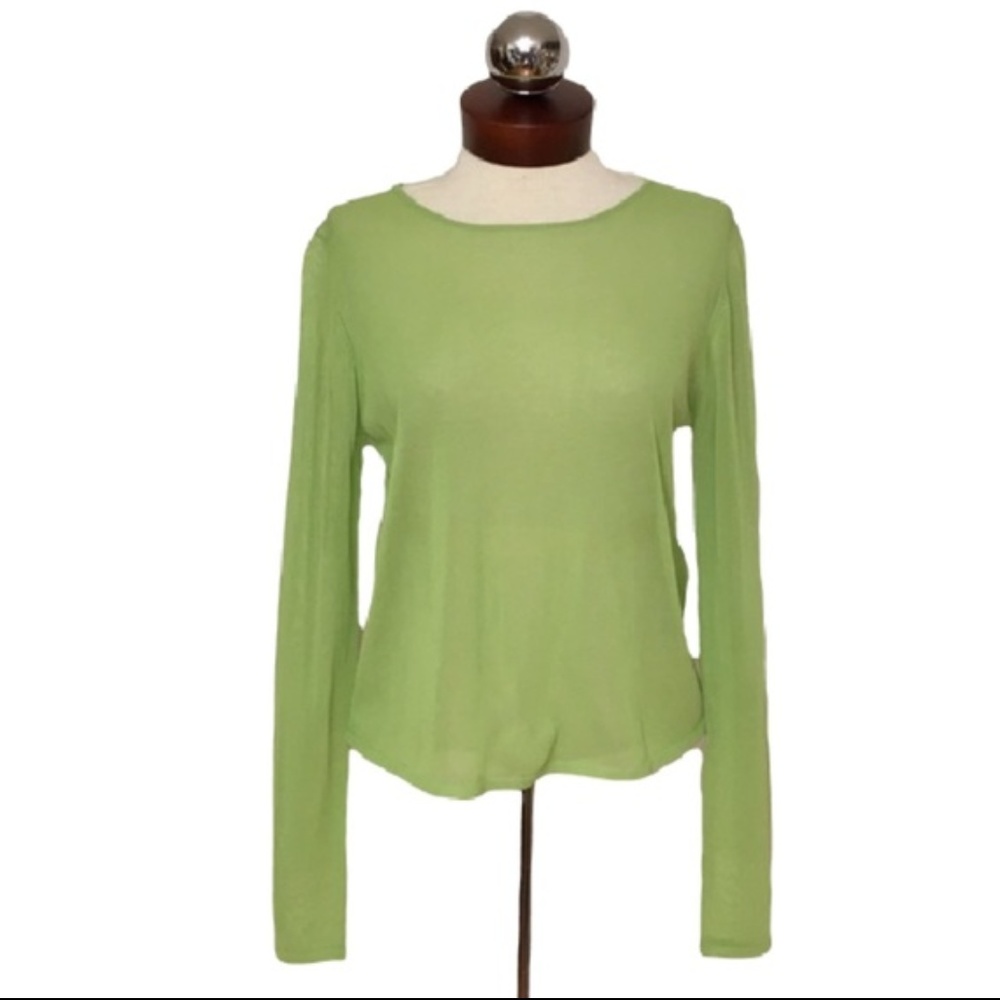 Mesh tee neon lime green sheer M